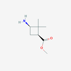 molecular formula C8H15NO2 B13578748 methyl (1S,3R)-3-amino-2,2-dimethylcyclobutane-1-carboxylate 