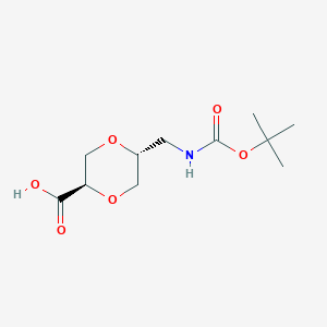 molecular formula C11H19NO6 B13578751 rac-(2R,5R)-5-({[(tert-butoxy)carbonyl]amino}methyl)-1,4-dioxane-2-carboxylicacid 