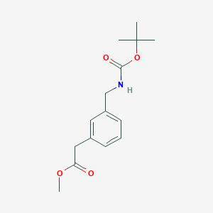 molecular formula C15H21NO4 B135789 Methyl 2-(3-((tert-butoxycarbonylamino)methyl)phenyl)acetate CAS No. 132691-38-4