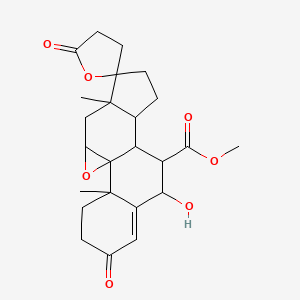 molecular formula C24H30O7 B1357905 Methyl 8-hydroxy-2,15-dimethyl-5,5'-dioxospiro[18-oxapentacyclo[8.8.0.01,17.02,7.011,15]octadec-6-ene-14,2'-oxolane]-9-carboxylate 