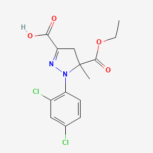 molecular formula C14H14Cl2N2O4 B13579210 1-(2,4-Dichlorophenyl)-5-(ethoxycarbonyl)-5-methyl-4,5-dihydro-1h-pyrazole-3-carboxylic acid 