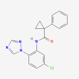 molecular formula C18H15ClN4O B13579214 N-[5-chloro-2-(1H-1,2,4-triazol-1-yl)phenyl]-1-phenylcyclopropane-1-carboxamide 