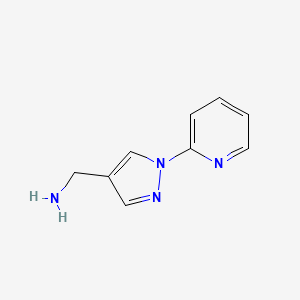 molecular formula C9H10N4 B1357928 (1-(pyridin-2-yl)-1H-pyrazol-4-yl)methanamine 