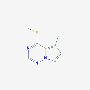 molecular formula C8H9N3S B1357939 5-METHYL-4-(METHYLTHIO)PYRROLO[1,2-F][1,2,4]TRIAZINE CAS No. 859205-88-2