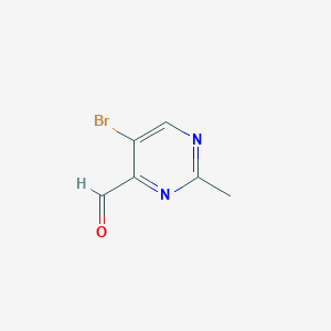 molecular formula C6H5BrN2O B13579714 5-Bromo-2-methylpyrimidine-4-carbaldehyde 