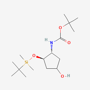 molecular formula C16H33NO4Si B13579891 tert-Butyl ((1R,2R)-2-((tert-butyldimethylsilyl)oxy)-4-hydroxycyclopentyl)carbamate 