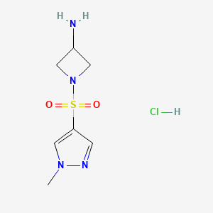 molecular formula C7H13ClN4O2S B13579898 1-[(1-methyl-1H-pyrazol-4-yl)sulfonyl]azetidin-3-aminehydrochloride 