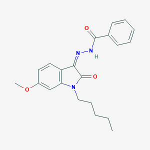 molecular formula C21H23N3O3 B135799 N'-[(3Z)-6-甲氧基-1-戊基-2-氧代-1,2-二氢-3H-吲哚-3-基亚甲基]苯甲酰肼 CAS No. 1103774-21-5