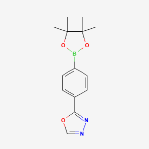 molecular formula C14H17BN2O3 B1357996 2-[4-(4,4,5,5-Tetramethyl-1,3,2-dioxaborolan-2-yl)phenyl]-1,3,4-oxadiazole CAS No. 276694-19-0