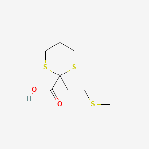 molecular formula C8H14O2S3 B13579971 2-[2-(Methylsulfanyl)ethyl]-1,3-dithiane-2-carboxylicacid 