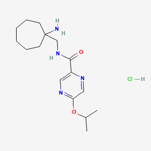 molecular formula C16H27ClN4O2 B13579988 N-[(1-aminocycloheptyl)methyl]-5-(propan-2-yloxy)pyrazine-2-carboxamidehydrochloride 