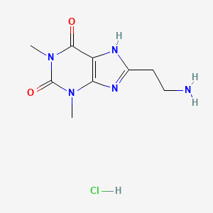 molecular formula C9H14ClN5O2 B13580066 8-(2-aminoethyl)-1,3-dimethyl-2,3,6,7-tetrahydro-1H-purine-2,6-dionehydrochloride 
