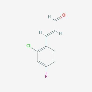 molecular formula C9H6ClFO B13580152 3-(2-Chloro-4-fluorophenyl)acrylaldehyde 