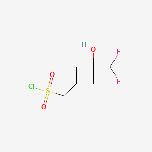 molecular formula C6H9ClF2O3S B13580164 [3-(difluoromethyl)-3-hydroxycyclobutyl]methanesulfonylchloride,Mixtureofdiastereomers 