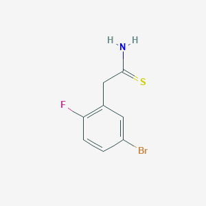 molecular formula C8H7BrFNS B13580865 2-(5-Bromo-2-fluorophenyl)ethanethioamide 