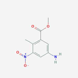 molecular formula C9H10N2O4 B1358107 Methyl 5-amino-2-methyl-3-nitrobenzoate CAS No. 88132-48-3