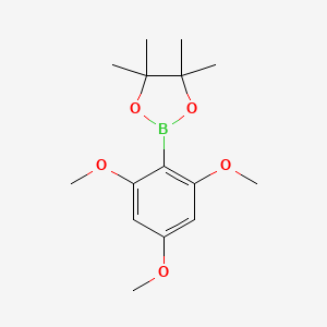 molecular formula C15H23BO5 B1358122 4,4,5,5-Tetramethyl-2-(2,4,6-trimethoxyphenyl)-1,3,2-dioxaborolane CAS No. 269410-04-0
