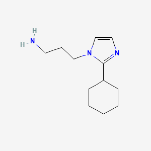 molecular formula C12H21N3 B13581229 3-(2-cyclohexyl-1H-imidazol-1-yl)propan-1-amine 