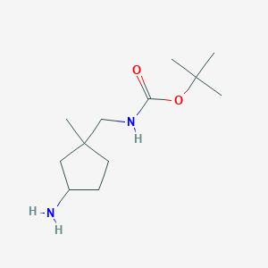 molecular formula C12H24N2O2 B13581328 tert-butylN-[(3-amino-1-methylcyclopentyl)methyl]carbamate 