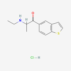 molecular formula C13H16ClNOS B13581422 1-(1-Benzothiophen-5-yl)-2-(ethylamino)propan-1-onehydrochloride 