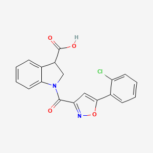 molecular formula C19H13ClN2O4 B13581466 1-[5-(2-chlorophenyl)-1,2-oxazole-3-carbonyl]-2,3-dihydro-1H-indole-3-carboxylicacid 