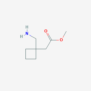 molecular formula C8H15NO2 B13581469 Methyl 2-[1-(aminomethyl)cyclobutyl]acetate 
