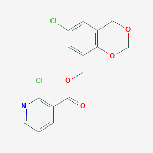 molecular formula C15H11Cl2NO4 B13581483 (6-chloro-4H-1,3-benzodioxin-8-yl)methyl 2-chloropyridine-3-carboxylate CAS No. 851399-79-6