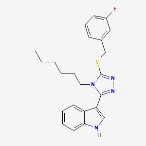 molecular formula C23H25FN4S B13581495 3-(5-{[(3-fluorophenyl)methyl]sulfanyl}-4-hexyl-4H-1,2,4-triazol-3-yl)-1H-indole 