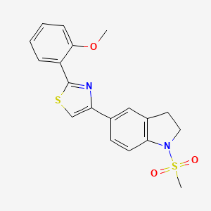 molecular formula C19H18N2O3S2 B13581504 1-methanesulfonyl-5-[2-(2-methoxyphenyl)-1,3-thiazol-4-yl]-2,3-dihydro-1H-indole 
