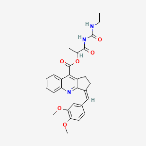 molecular formula C28H29N3O6 B13581542 1-[(ethylcarbamoyl)amino]-1-oxopropan-2-yl 3-[(3,4-dimethoxyphenyl)methylidene]-1H,2H,3H-cyclopenta[b]quinoline-9-carboxylate 