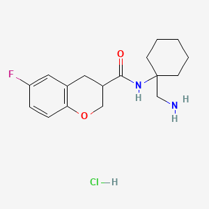 molecular formula C17H24ClFN2O2 B13581548 N-[1-(aminomethyl)cyclohexyl]-6-fluoro-3,4-dihydro-2H-1-benzopyran-3-carboxamide hydrochloride 
