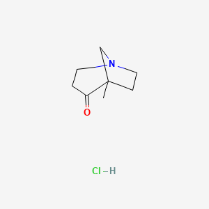 molecular formula C8H14ClNO B13581564 5-Methyl-1-azabicyclo[3.2.1]octan-4-onehydrochloride 