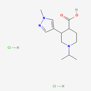 molecular formula C13H23Cl2N3O2 B13581603 3-(1-Methyl-1h-pyrazol-4-yl)-1-(propan-2-yl)piperidine-4-carboxylic acid dihydrochloride 