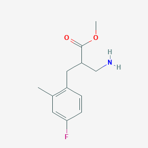molecular formula C12H16FNO2 B13581729 Methyl 3-amino-2-(4-fluoro-2-methylbenzyl)propanoate 