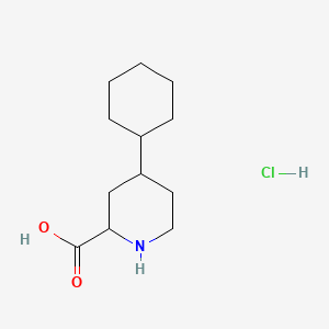 molecular formula C12H22ClNO2 B13581822 4-cyclohexylpiperidine-2-carboxylicacidhydrochloride,Mixtureofdiastereomers 