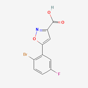 molecular formula C10H5BrFNO3 B13581931 5-(2-Bromo-5-fluorophenyl)isoxazole-3-carboxylic Acid 