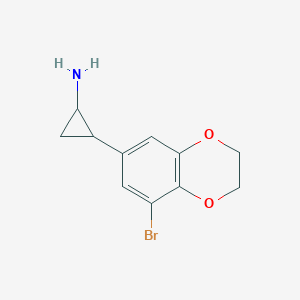 molecular formula C11H12BrNO2 B13581989 2-(8-Bromo-2,3-dihydrobenzo[b][1,4]dioxin-6-yl)cyclopropan-1-amine 