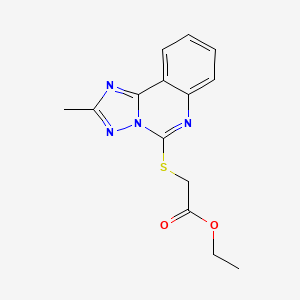 molecular formula C14H14N4O2S B13581998 Ethyl 2-({2-methyl-[1,2,4]triazolo[1,5-c]quinazolin-5-yl}sulfanyl)acetate 