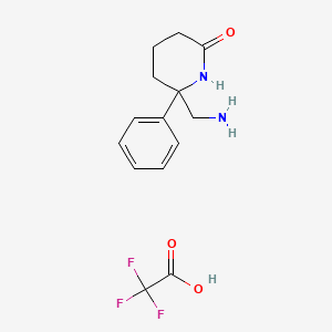 molecular formula C14H17F3N2O3 B13582022 6-(Aminomethyl)-6-phenylpiperidin-2-one,trifluoroaceticacid 