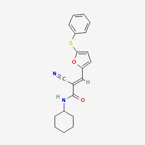 molecular formula C20H20N2O2S B13582088 (2E)-2-cyano-N-cyclohexyl-3-[5-(phenylsulfanyl)furan-2-yl]prop-2-enamide 