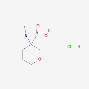 molecular formula C8H16ClNO3 B13582230 3-(Dimethylamino)oxane-3-carboxylicacidhydrochloride 