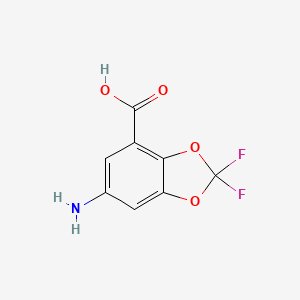 molecular formula C8H5F2NO4 B13582295 6-Amino-2,2-difluoro-1,3-dioxaindane-4-carboxylicacid 