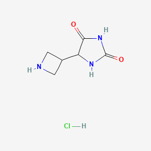 molecular formula C6H10ClN3O2 B13582331 5-(Azetidin-3-yl)imidazolidine-2,4-dione hydrochloride 