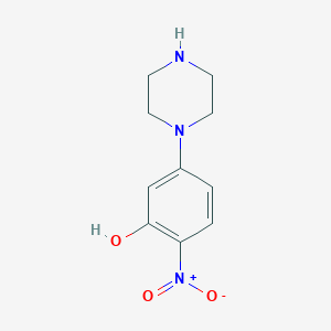 molecular formula C10H13N3O3 B13582468 2-Nitro-5-(piperazin-1-yl)phenol 