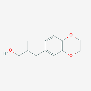 molecular formula C12H16O3 B13582507 3-(2,3-Dihydrobenzo[b][1,4]dioxin-6-yl)-2-methylpropan-1-ol 