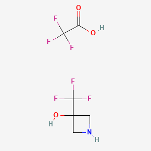 molecular formula C6H7F6NO3 B13582567 3-(Trifluoromethyl)azetidin-3-ol,trifluoroaceticacid 