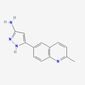 molecular formula C13H12N4 B13582579 3-Amino-5-(2-methyl-6-quinolyl)pyrazole 