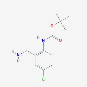 molecular formula C12H17ClN2O2 B13582598 Tert-butyl 2-(aminomethyl)-4-chlorophenylcarbamate 