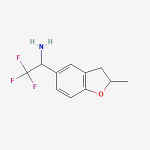 molecular formula C11H12F3NO B13582677 2,2,2-Trifluoro-1-(2-methyl-2,3-dihydrobenzofuran-5-yl)ethan-1-amine 
