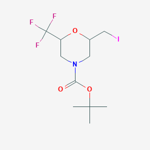 molecular formula C11H17F3INO3 B13582860 Tert-butyl2-(iodomethyl)-6-(trifluoromethyl)morpholine-4-carboxylate 